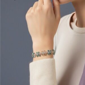 Delicate Butterfly Bracelet/ring, Czech glass twilight blue/crystal celsian bead